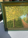 Framed Foliage and Path Landscape Painting, Signed by the Artist
