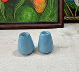 Pair of Blue Ceramic Candlestick Holders