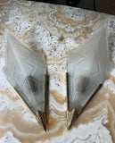 Paris Flea Market, Art Deco Brass Sconces With Detailed Glass