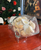 Blenko Style Hand Blown Glass Fish Bowl With Shells