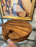 Vintage Wooden Bamboo Wine and Cheese Serving Platters- Set of 6