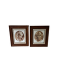 Pair of Antique Signed and Framed Brother Sister Drawings