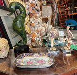 Detailed Floral Vintage Ceramic Petite Tray With Gold Accents