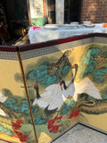 Lightweight Asian Gold Silk Screen With Painted Birds