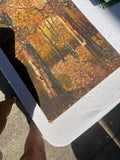 Dark Fall Woods Foliage Landscape Painting on Canvas