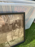 Framed Black and White Print of Musical Gathering