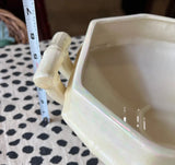 White Ceramic Iridescent Geometric Decorative Bowl