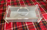 Vintage Lucite Tissue Box With Folding Lid