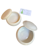 Pair of Small Pearl White Catchalls With Lids
