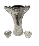 Set of 3, 1970s Crystal Collection of Palm Tree Vase and Candlestick Holders
