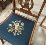 Wooden Mid Century Modern Carved Needlepoint Chair