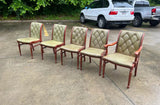 Tufted Green Chairs- Collection of 5 With a Kings Chair Included