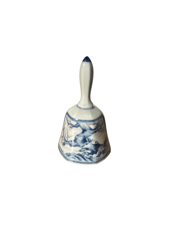 Small Vintage Blue and White Asian Ceramic Bell