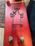 Vintage Metal Wall Hanging Plate Holder With Leaf and Grape Details