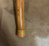 Wooden Carved Vintage Cane With Brass Snake and Braided Accents