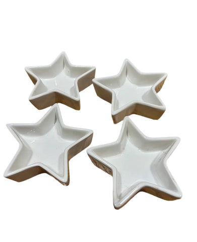 Collection of Small White Ceramic Star Shaped Dishes- Set of 4