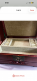 Vintage Asian Style Wooden Green Velvet Lined Jewelry Box With Latch