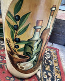 Large Mediterranean Style Ceramic Umbrella Stand With Olive and Wine Details