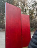Large Bright Red Art Deco Screen With Gold Accents