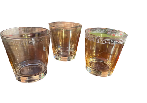 Greek Key Vintage MCM Glasses- Set of 3