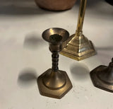 Trio of Brass Candlestick Holder With Spiral Accents