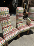 Collection of Colorful Patterned Dining Chairs- Set of 6 With 2 Captains Chairs