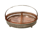 Pink Depression Glass Ashtray With Lace Detailed Metal Holder
