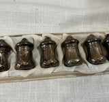 Collection of Sterling Silver Patina Small Salt Shakers With Tray- Set of 6