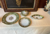 Cripple Creek Antique Nippon Hand Painted Green and White With Gold Moriage