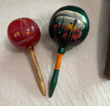 Pair of Hand Painted Wooden Maracas