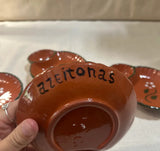 Collection of Brown Ceramic Spanish Style Olive Serving Dishes- Set of 4