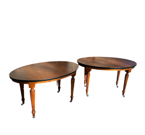 (Rentable Only) Pair of Oval Wooden Rolling Tables