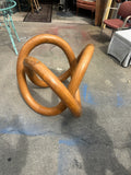1970s Wooden Knot Dining Table and Glass Top