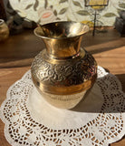 Intricate Brass Vase Hand Hammered Details