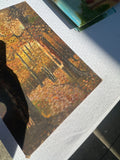 Dark Fall Woods Foliage Landscape Painting on Canvas