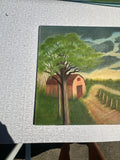 Farmhouse and Barn Countryside Landscape Painting on Canvas