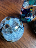 Trio of Dark Blue and Green Glass Paperweights