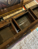 Wooden Vintage Red Shelf With Carved Details and Drawers