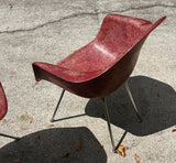 Pair of MCM Eames Style Maroon Fiberglass Chairs