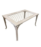 Vintage White Wicker Boho Dining Table