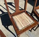 Vintage Wooden Dining Chairs With Studded Cushions- Set of 6