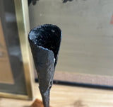 Vintage Black Brutalist Vase on Wooden Base
