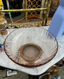 Pink Depression Glass Bowl With Footed Silver Base