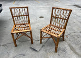 Pair of Boho Chic Rattan Detailed Side Chairs