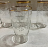 Collection of Gold Rimmed Glasses With Grape Details- Set of 4