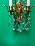 Pair of Brass Sconces With Crystals