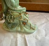Small Detailed Ceramic Asian Figurine With Gold Accents