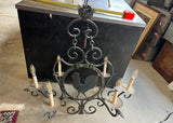 Vintage Black Metal Rustic Style Rooster Chandelier With Leaf Accents