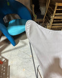 Pair of Metal Butterfly Chairs With Gray Seats