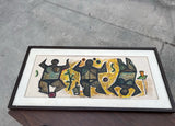 Leon Dusso Figurative African Style Painting in Frame